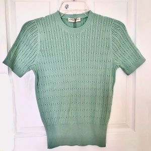 Cable knit sweater Mint Green well made sz S